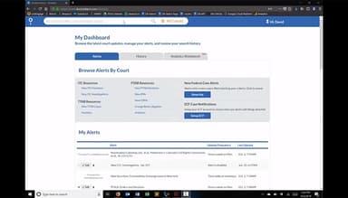 Docket Alarm Dashboard