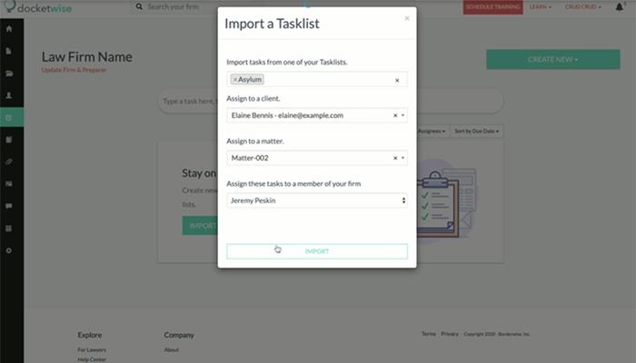 Docketwise import task list