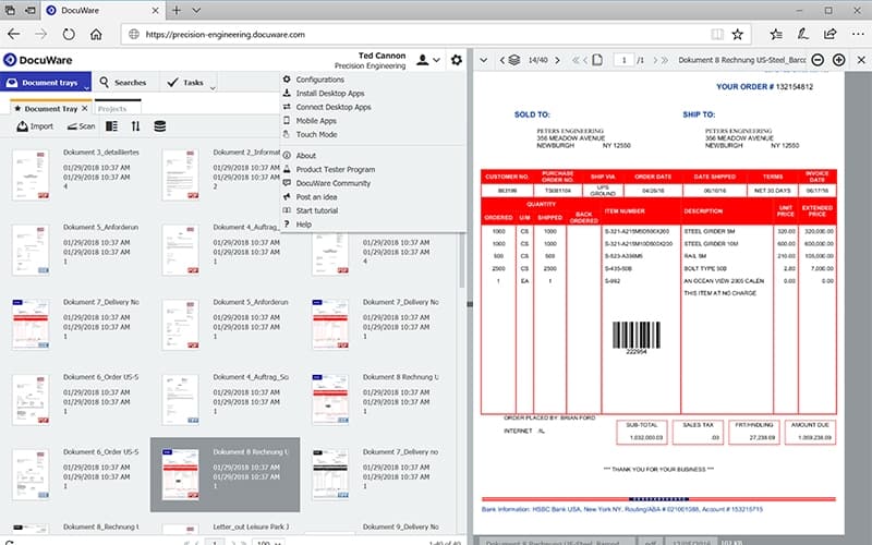 DocuWare Desktop User Interface