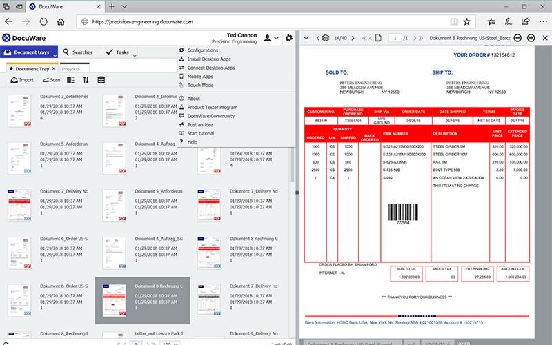 DocuWare Desktop User Interface