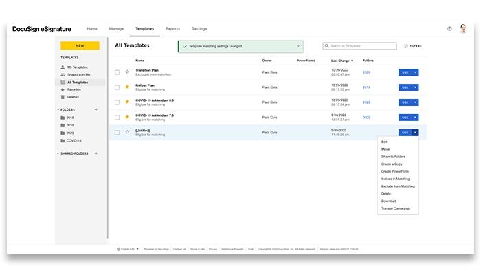 Docusign Manage Screenshots Templates