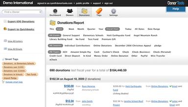 Donor Tools Donation report