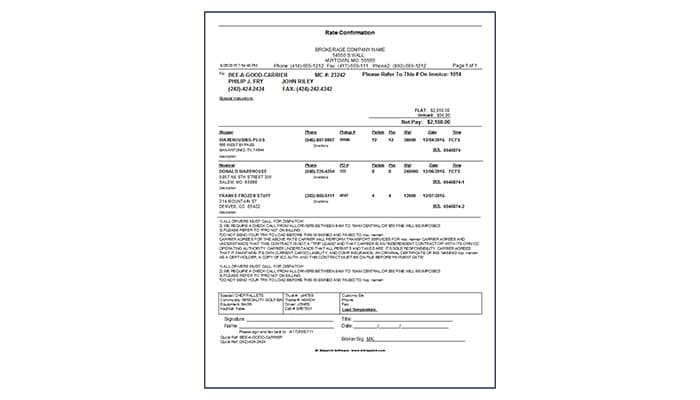 Dr Dispatch Carrier Rate Confirmations
