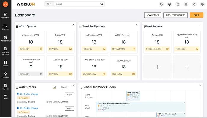 EZO CMMS Dashboard Edit Mode