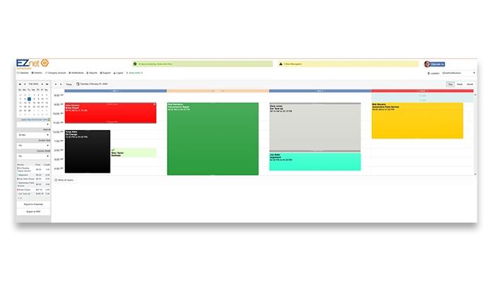 EZ Auto Scheduler color-coded appointments of different services or type of appointments