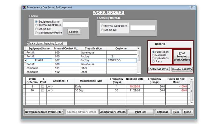 EZ Maintenance Data Organization