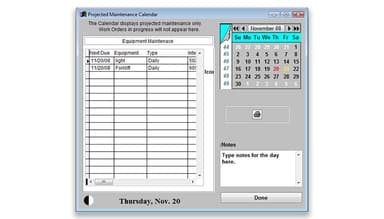 EZ Maintenance Maintenance Calendar