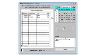 EZ Maintenance Maintenance Calendar