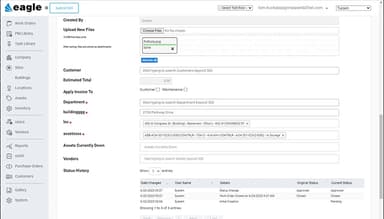 Eagle CMMS Work Order Creation