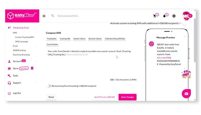 Easyparcel Compose SMS