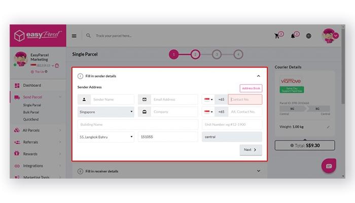 Easyparcel Adding Sender Details