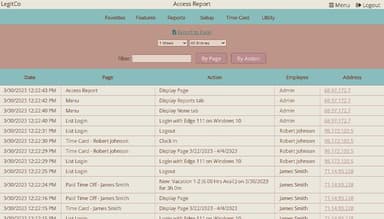Easy Time Clock View of the Access Report
