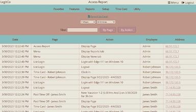 Easy Time Clock View of the Access Report