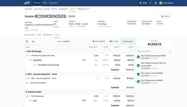 Easy Truck Shop Easy Invoicing