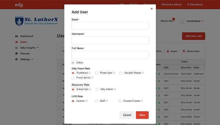 Edly Easily add users and define user roles using Admin Panel
