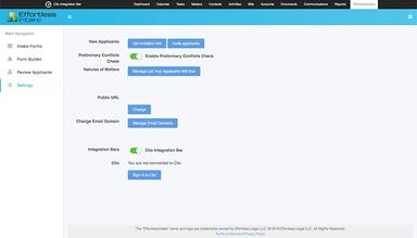EffortlessLegal Settings