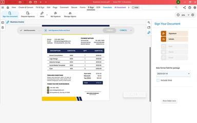 Effortlessly sign, send, and manage electronic signatures with Soda PDF’s e-sign feature. Ensure legally binding agreements with secure encryption, authentication, and seamless document tracking.