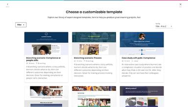 Elucidat Choose one of Elucidat's expert designed elearning templates with best practices baked in