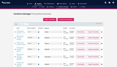 Elucidat Seamlessly translate content into multiple languages using Elucidat's translation suite, which includes Auto Translate and Glossary features