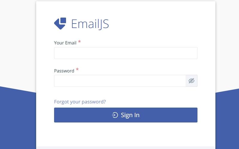 EmailJS Sign In