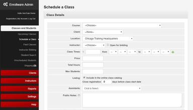 Enrollware managing class schedules