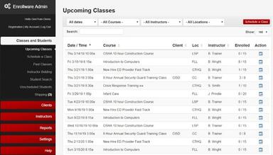 Enrollware scheduled classes