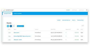 Eventleaf Create an Event or view existing events