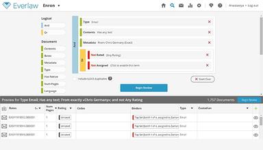 Everlaw Advanced search