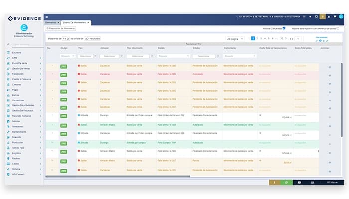 Evidence ERP Automated Warehouse Management