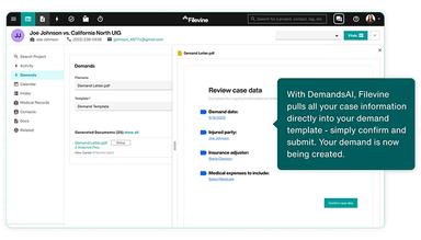 Filevine Generate High Quality Demand Letters