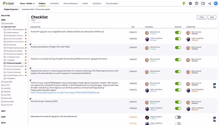FloQast Close Checklist Workflow
