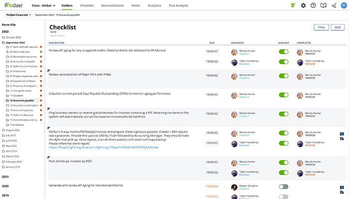 FloQast Close Checklist Workflow