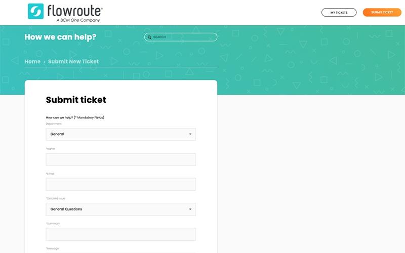 Flowroute Submit Ticket
