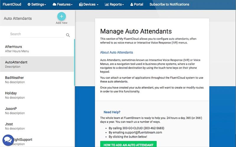 FluentStream Manage Auto Attendants