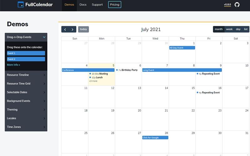 FullCalendar Schedule