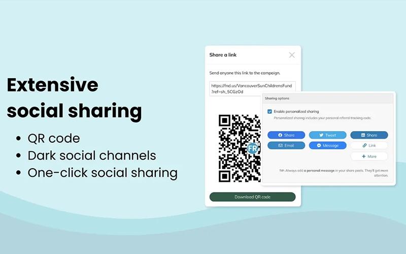 FundRazr Extensive Social Sharing