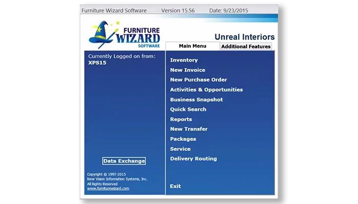 Furniture Wizard main menu
