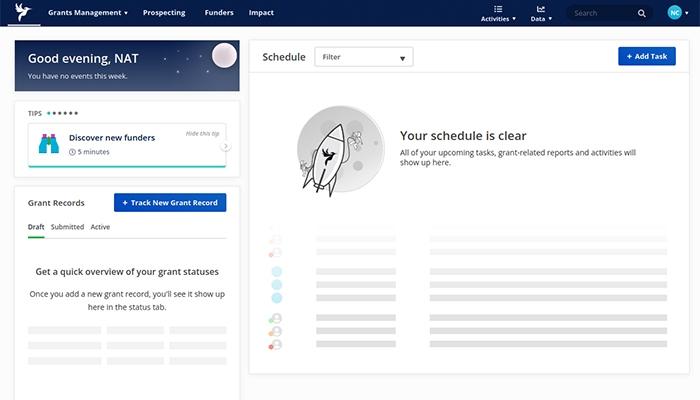 GRANTSEEKER Software Schedule