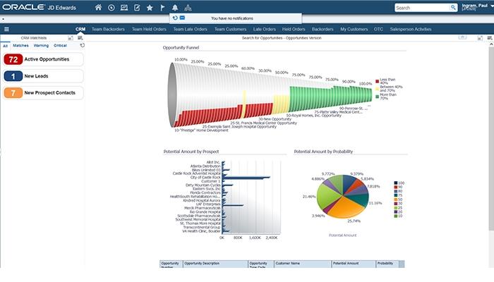 GSI Inc JD Edwards EnterpriseOne Graphical Dashboards for Sales Pipeline