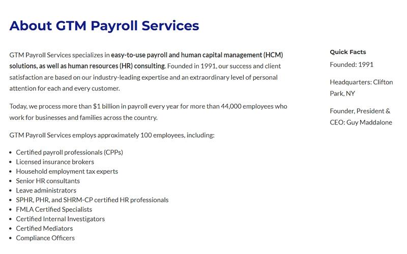 About GTM Payroll Services