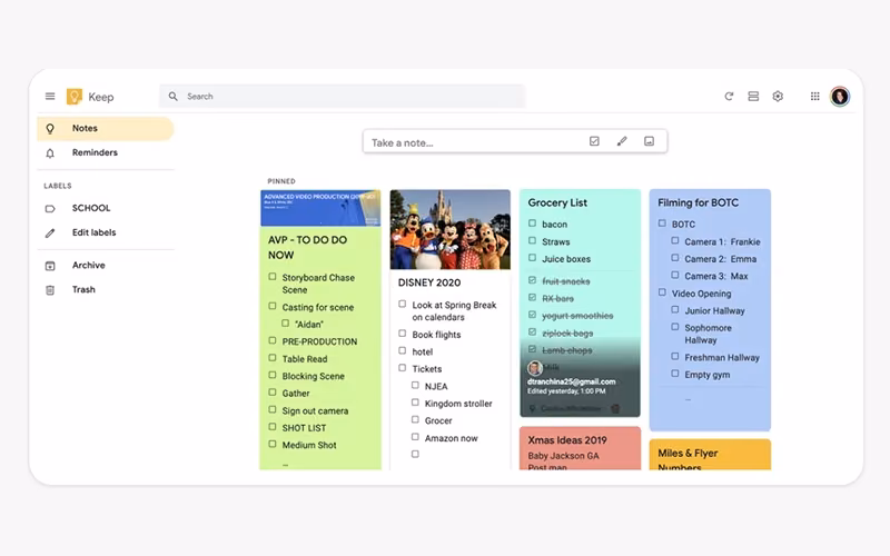 Google Keep Pinned Note