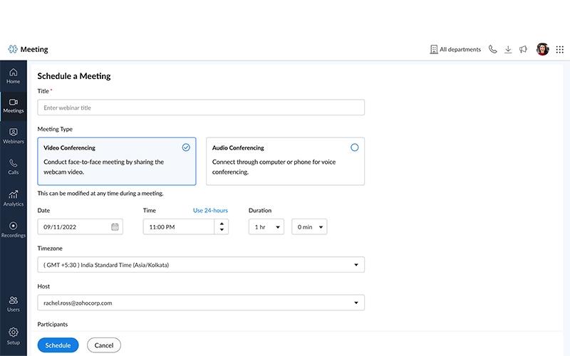 Zoho Schedule A Meeting