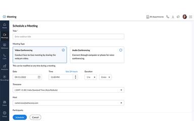 Zoho Schedule A Meeting