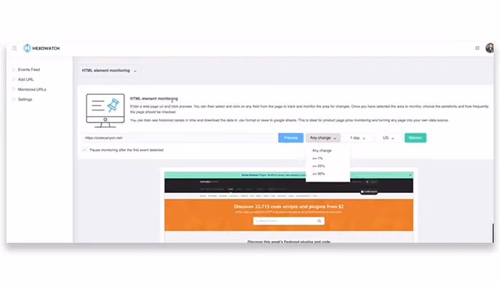Hexowatch HTML element monitoring