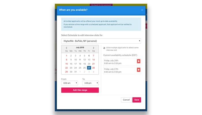 HigherMe Interview scheduling