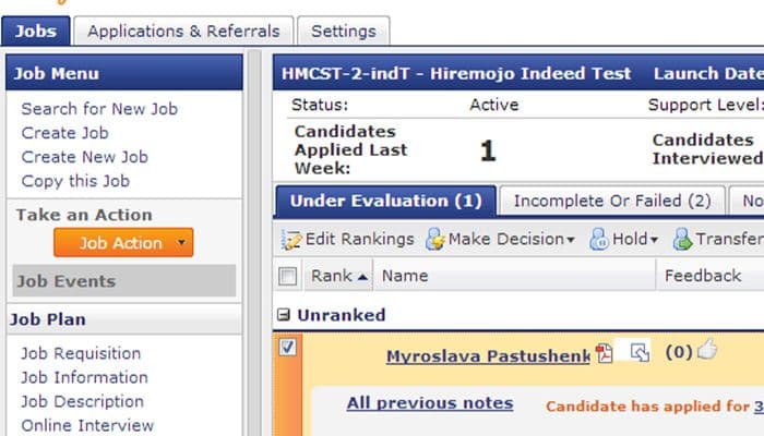 HireMojo Candidate evaluation