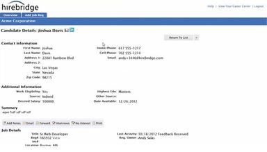 Hirebridge Candidate profile