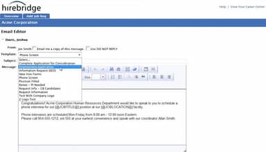 Hirebridge Email editor
