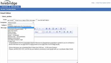 Hirebridge Email editor