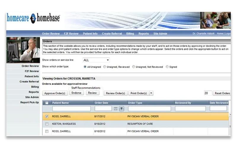 Homecare-Homebase-dashboard